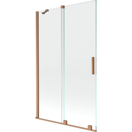 Mexen Velar, 2-krídlová posuvná vaňová zástena 110 x 150 cm, 8mm číre sklo, medená matná, 896-110-000-01-65