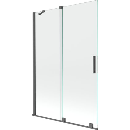 Mexen Velar, 2-krídlová posuvná vaňová zástena 120 x 150 cm, 8mm číre sklo, grafitový matný profil, 896-120-000-01-66
