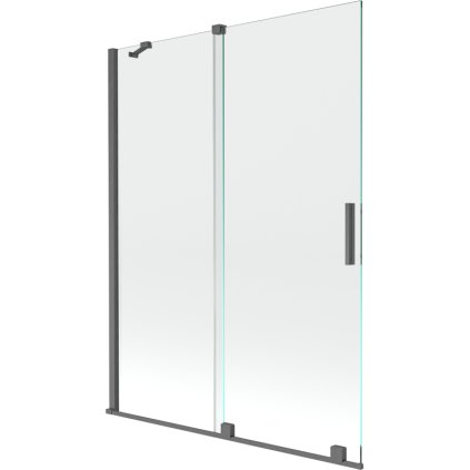Mexen Velar, 2-krídlová posuvná vaňová zástena 130 x 150 cm, 8mm číre sklo, grafitový matný profil, 896-130-000-01-66