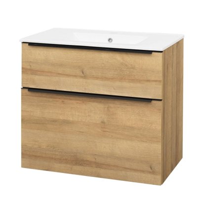 Mereo, Mailo, kúpeľňová skrinka s keramickým umývadlom 81 cm, čierne madlo, MER-CN521B