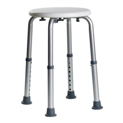 Erga Handicap PRO, výškovo nastaviteľná okrúhla stolička do sprchy 443x443x526 mm, biela-šedá, ERG-07705