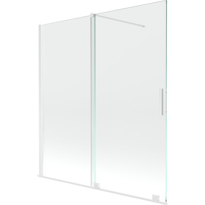 Mexen Velar, 2-krídlová posuvná vaňová zástena 150 x 150 cm, 8mm číre sklo, biely profil, 896-150-000-01-20