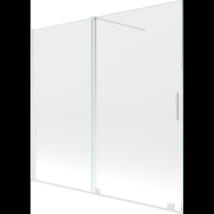 Mexen Velar, 2-krídlová posuvná vaňová zástena 170 x 150 cm, 8mm číre sklo, biely profil, 896-170-000-01-20
