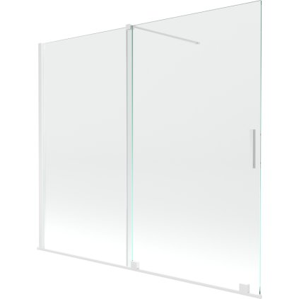 Mexen Velar, 2-krídlová posuvná vaňová zástena 180 x 150 cm, 8mm číre sklo, biely profil, 896-180-000-01-20