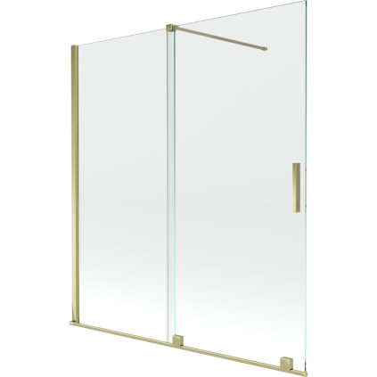 Mexen Velar, 2-krídlová posuvná vaňová zástena 150 x 150 cm, 8mm číre sklo, zlatý lesklý profil, 896-150-000-01-50