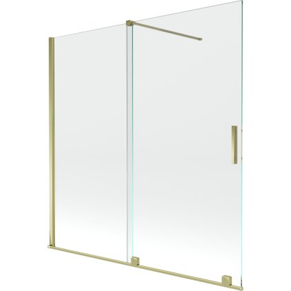 Mexen Velar, 2-krídlová posuvná vaňová zástena 160 x 150 cm, 8mm číre sklo, zlatý lesklý profil, 896-160-000-01-50