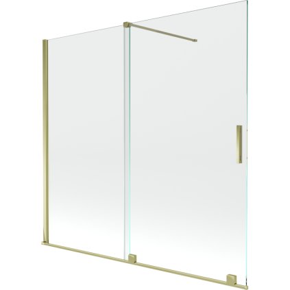 Mexen Velar, 2-krídlová posuvná vaňová zástena 170 x 150 cm, 8mm číre sklo, zlatý lesklý profil, 896-170-000-01-50