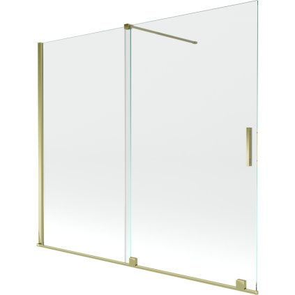 Mexen Velar, 2-krídlová posuvná vaňová zástena 180 x 150 cm, 8mm číre sklo, zlatý lesklý profil, 896-180-000-01-50