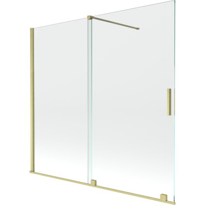 Mexen Velar, 2-krídlová posuvná vaňová zástena 170 x 150 cm, 8mm číre sklo, zlatý matný profil, 896-170-000-01-55