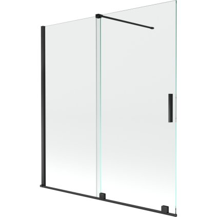 Mexen Velar, 2-krídlová posuvná vaňová zástena 150 x 150 cm, 8mm číre sklo, čierna matná, 896-150-000-01-70