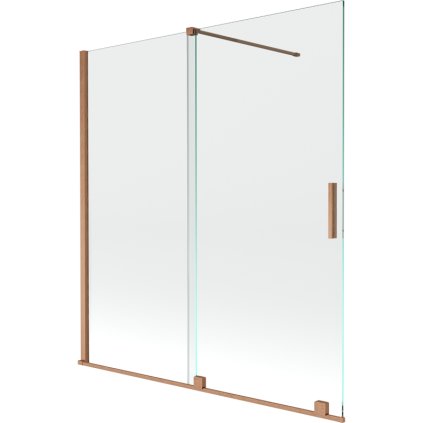 Mexen Velar, 2-krídlová posuvná vaňová zástena 150 x 150 cm, 8mm číre sklo, medená matná, 896-150-000-01-65