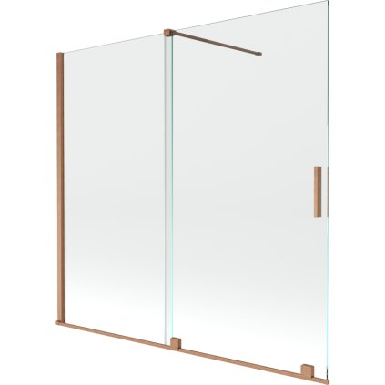 Mexen Velar, 2-krídlová posuvná vaňová zástena 170 x 150 cm, 8mm číre sklo, medená matná, 896-170-000-01-65