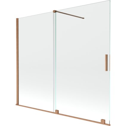 Mexen Velar, 2-krídlová posuvná vaňová zástena 180 x 150 cm, 8mm číre sklo, medená matná, 896-180-000-01-65