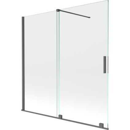Mexen Velar, 2-krídlová posuvná vaňová zástena 160 x 150 cm, 8mm číre sklo, grafitový matný profil, 896-160-000-01-66
