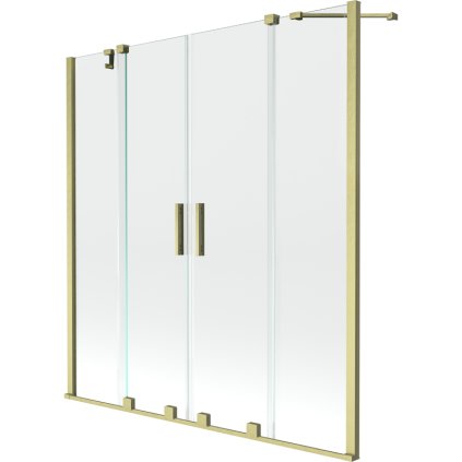 Mexen Velar Duo, 2-krídlová posuvná vaňová zástena 140 x 150 cm, 8mm číre sklo, zlatý matný profil, 896-140-000-02-55