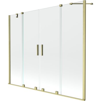 Mexen Velar Duo, 2-krídlová posuvná vaňová zástena 180 x 150 cm, 8mm číre sklo, zlatý matný profil, 896-170-000-02-55