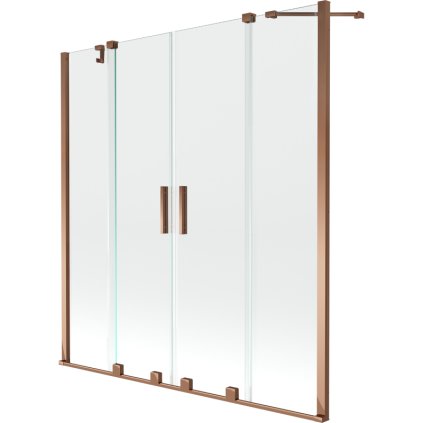 Mexen Velar Duo, 2-krídlová posuvná vaňová zástena 140 x 150 cm, 8mm číre sklo, ružové zlato profil, 896-140-000-02-60