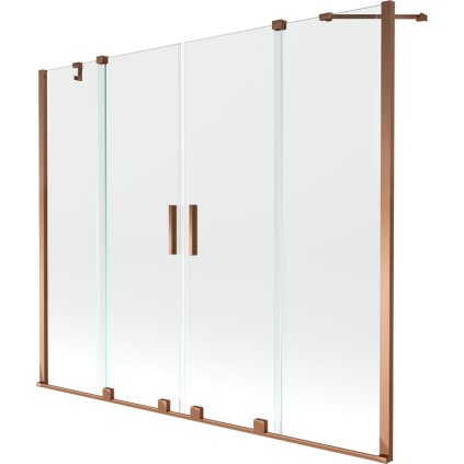 Mexen Velar Duo, 2-krídlová posuvná vaňová zástena 180 x 150 cm, 8mm číre sklo, ružové zlato profil, 896-180-000-02-60