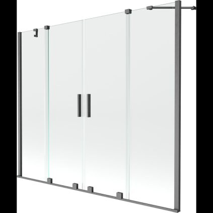 Mexen Velar Duo, 2-krídlová posuvná vaňová zástena 180 x 150 cm, 8mm číre sklo, grafitový matný profil, 896-180-000-02-66