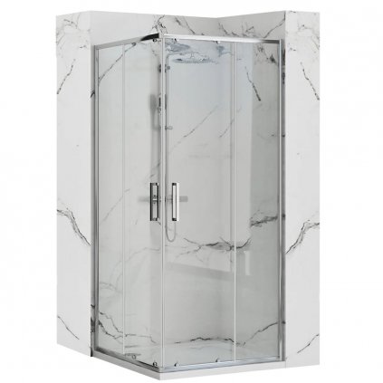 Rea Punto, sprchovací kút 90x90x190 cm, 5mm číre sklo, chrómový profil + biela sprchová vanička Savoy, KPL-K1007
