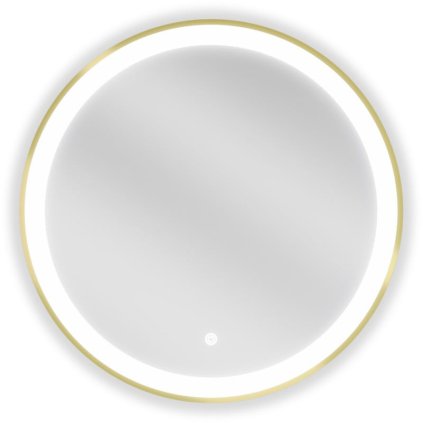 Mexen Esso, okrúhle LED podsvietené kúpeľňové zrkadlo 60 cm, 6000K, vykurovacia podložka proti zahmlievaniu, zlatý rám, 9825-060-060-611-50