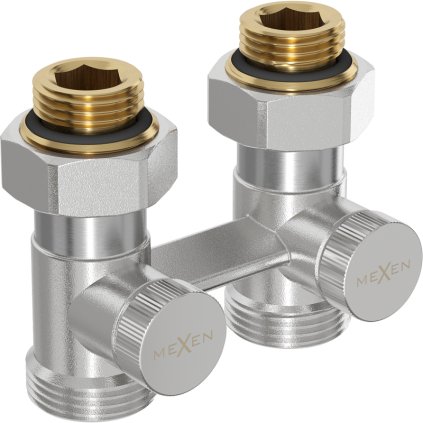 Mexen, dvojrúrkový radiátorový ventil DN50, priamy 1/2"x3/4", oceľová, W912-012-01