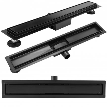 Rea Neox Black Matt, lineárny odtokový žľab 100cm, vzor 2v1, čierna matná, REA-G6605