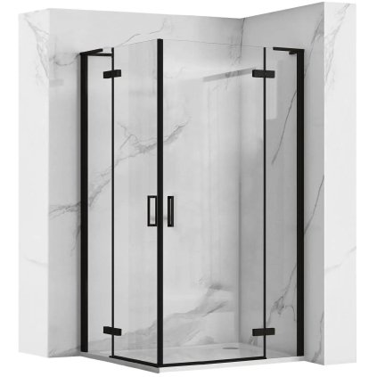 Rea Hugo Double, sprchová kabína 100x80x200 cm, 6mm číre sklo, čierny profil, KPL-45233