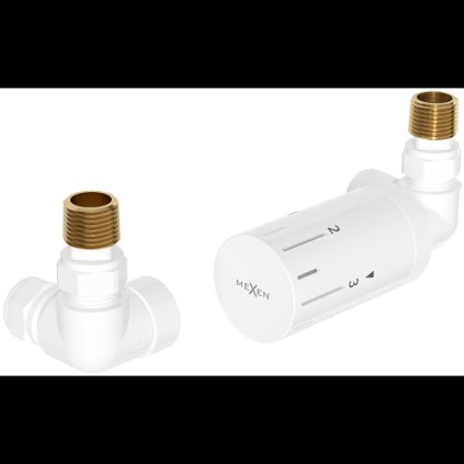 Mexen G05, axiálna termostatická súprava pre vykurovacie teleso, biela matná, W903-958-20