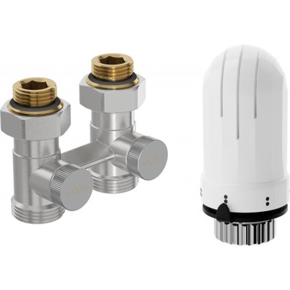 Mexen G03, termostatická sada DN50, priama 1/2"x3/4" a termostatická hlavica M30x1,5 mm, oceľová, W912-012-938-01