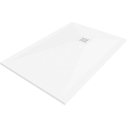 Mexen Stone+, obdĺžniková vanička z minerálneho kompozitu 110 x 90 cm, biela, biela krytka, 44109011-W