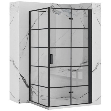 Rea Molier Black, sprchový kút so skladacími dverami 90(dvere) x 80(stena), 6mm číre sklo, čierny profil, KPL-K0538