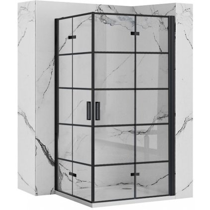 Rea Molier Black Double, sprchový kút so skladacími dverami 100(dvere) x 80(dvere), 6mm číre sklo, čierny profil, KPL-K2011