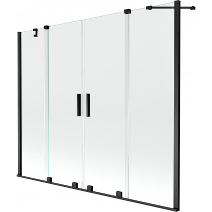 Mexen Velar Duo, vaňová zástena 2-krídlová s posuvnými dverami 190 x 150 cm, 8mm číre sklo, čierny profil, 896-190-000-02-70