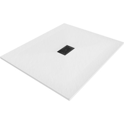 Mexen Hugo, obdĺžniková sprchová vanička SMC 130 x 100 cm, biela, čierna krytka, 42101013-B