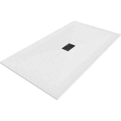 Mexen Hugo, obdĺžniková sprchová vanička SMC 150 x 100 cm, biela, čierna krytka, 42101015-B