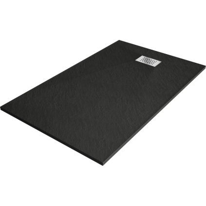 Mexen Hugo, obdĺžniková sprchová vanička SMC 140 x 90 cm, čierna, oceľová krytka, 42709014-X