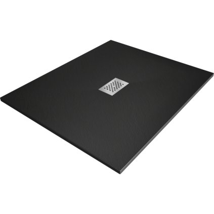 Mexen Hugo, obdĺžniková sprchová vanička SMC 120 x 100 cm, čierna, oceľová krytka, 42701012-X