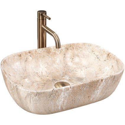 Rea Belinda Savana, umývadlo na dosku 460x330x135 mm, imitácia kameňa, REA-U3323