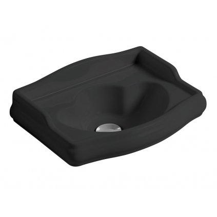 Kerasan, RETRO keramické umývadlo 41x30cm, bez otvoru pre batériu, bez prepadu, čierna matná, 103331