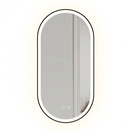Rea Oval, LED kúpeľňové zrkadlo 50x100cm LED OVL, čierny rám, HOM-02505