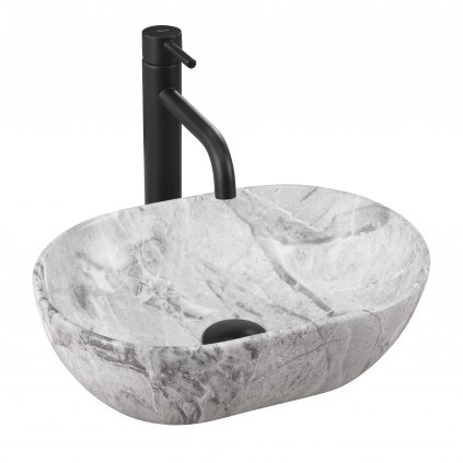 Rea Amelia Mini STONE MATT, umývadlo na dosku 380x260x130 mm, šedá-imitácia kameňa, REA-U9109