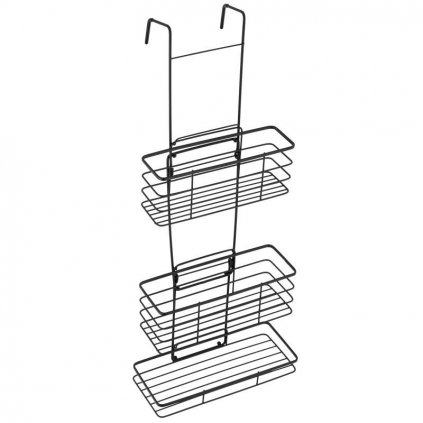 Erga Rafek, trojitá kúpeľňová polička do sprchy na zavesenie 30x12,5x71 cm, čierna matná, ERG-YKA-CH.RAFEK-BLK
