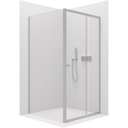 Cerano Varone, sprchovací kút s posuvnými dverami 140 (dvere) x 100 (stena) x 195 cm, 6mm číre sklo, chrómový profil, CER-CER-DY505-140100