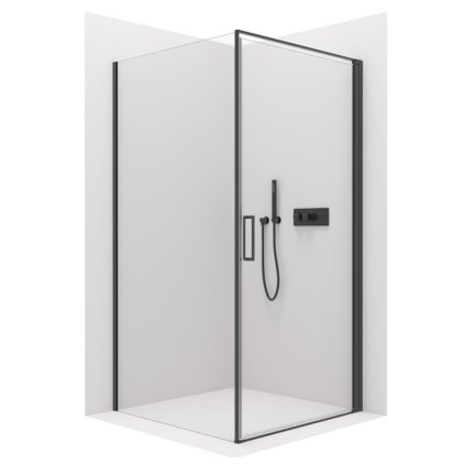 Cerano Porte, 1-krídlový sprchovací kút 90x100 cm, 8mm číre sklo, čierny profil, CER-CER-413582