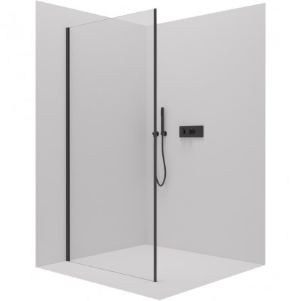 Cerano Porte, sprchová zástena ku sprchovému kútu 90x195 cm, 8mm číre sklo, čierny profil, CER-CER-413456
