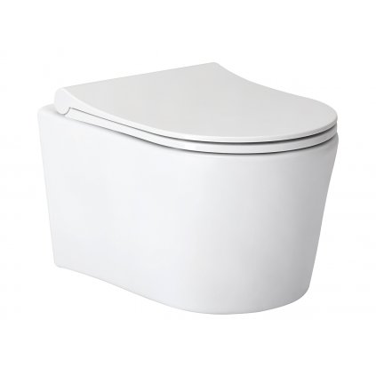 Cerano Puerto, WC misa Rimless 500x350x290 mm + WC doska so spomaľovacím mechanizmom Seggio, biela lesklá, CER-CER-417851