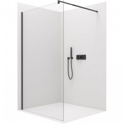 Cerano Onyx, sprchová zástena Walk-in 130x200 cm, 8mm číre sklo, čierny profil, CER-CER-426370