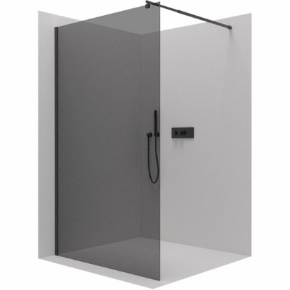 Cerano Onyx, sprchová zástena Walk-in 50x200 cm, 8mm šedé sklo, čierny profil, CER-CER-426397