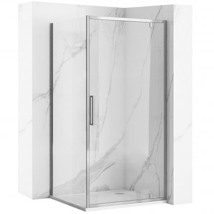 Rea Rapid Swing, rohový sprchovací kút 100 (dvere) x 100 (stena) x 195 cm, 6mm číre sklo, chrómový profil, KPL-K6606